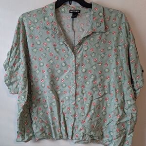 Hot Topic Frog & Mushroom Crop Top